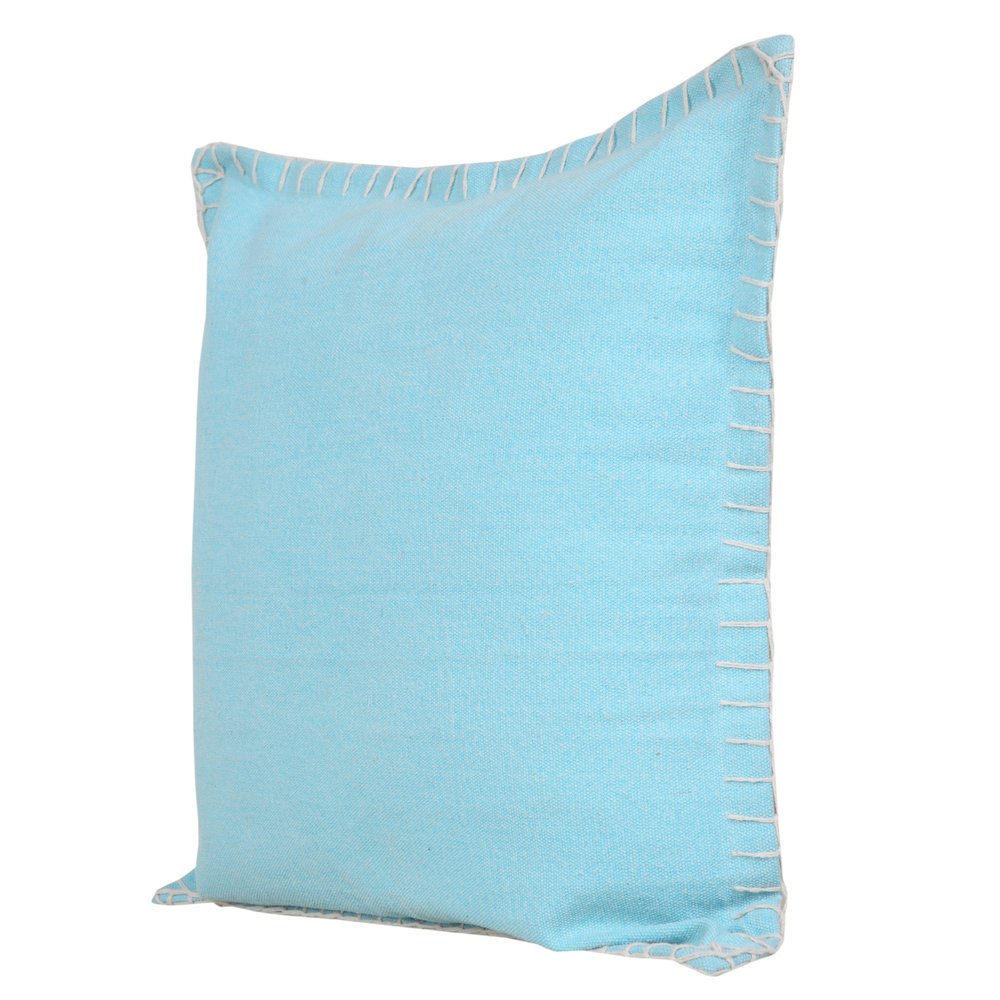 Embroidered Edge Bordered Solid Throw Pillow. Picture 5