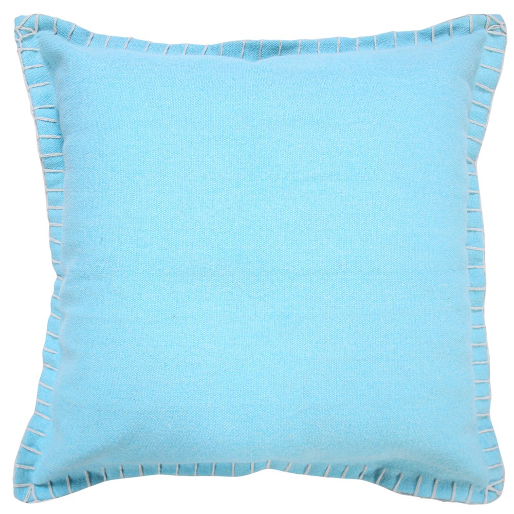 Embroidered Edge Bordered Solid Throw Pillow. Picture 1
