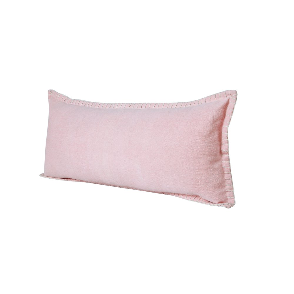 Embroidered Edge Bordered Solid Lumbar Throw Pillow. Picture 5