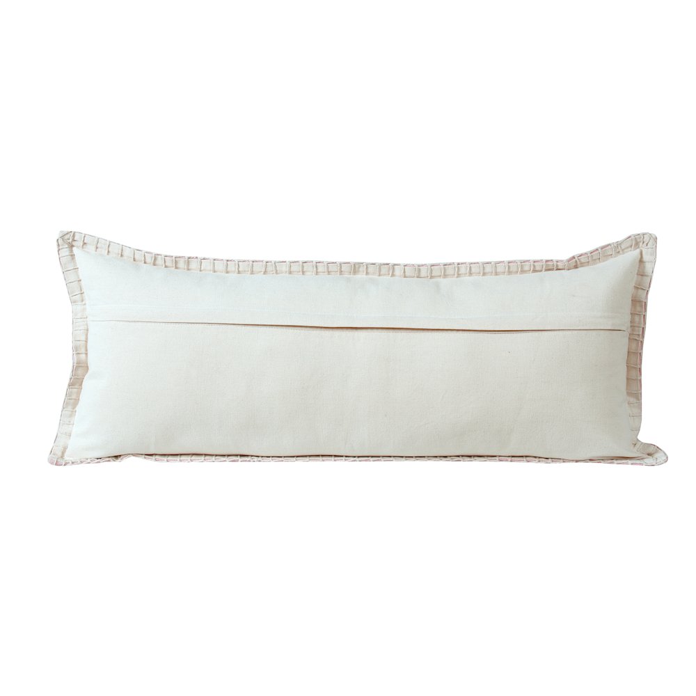 Embroidered Edge Bordered Solid Lumbar Throw Pillow. Picture 7