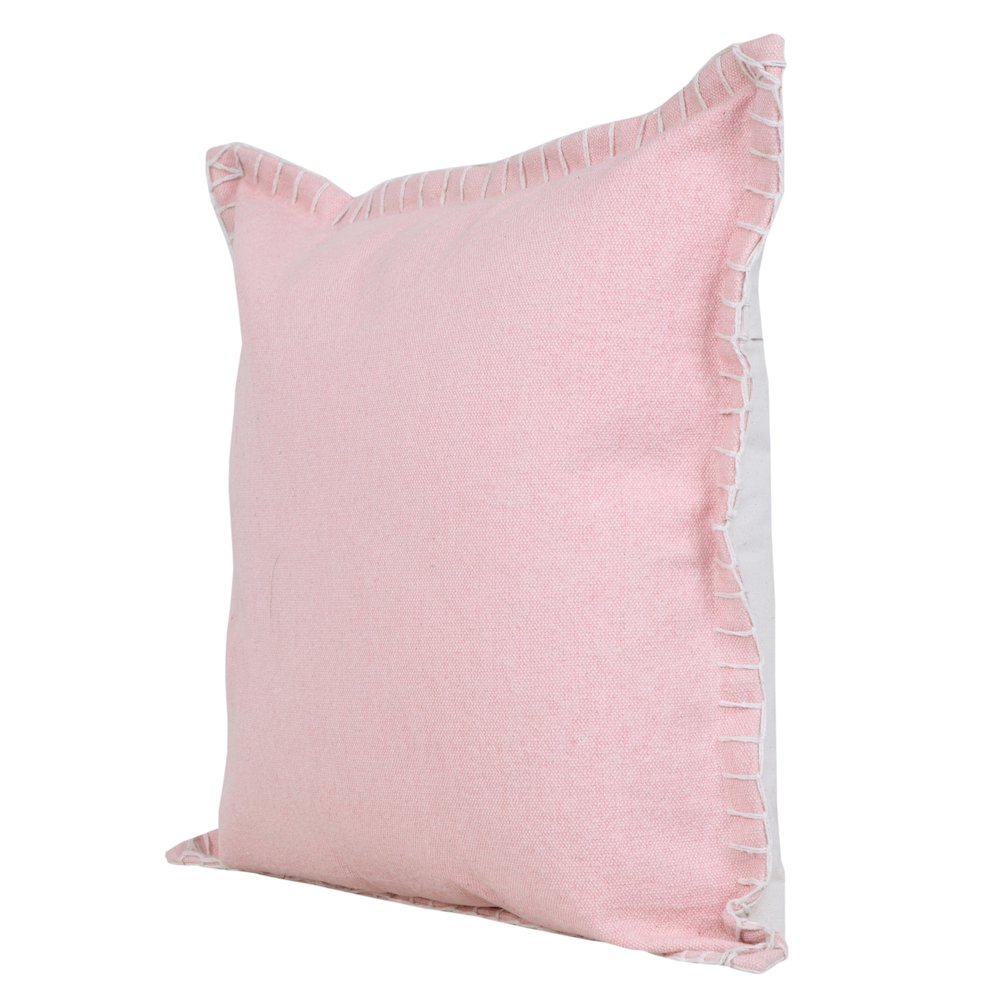 Embroidered Edge Bordered Solid Throw Pillow. Picture 5