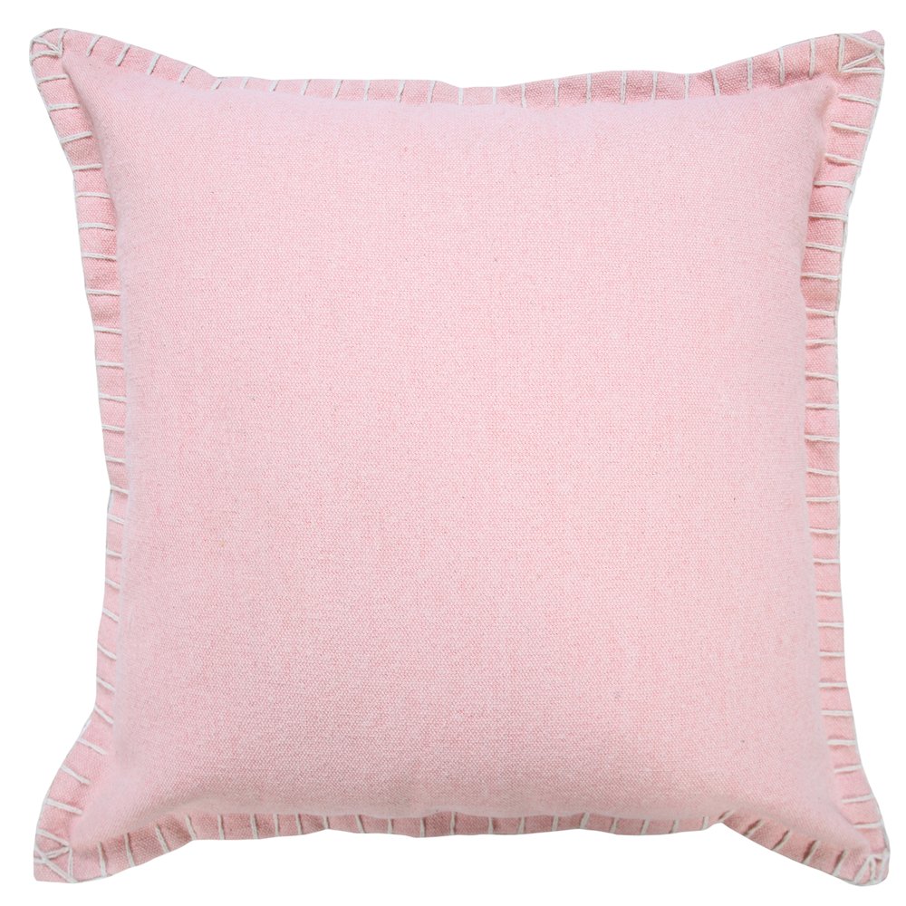 Embroidered Edge Bordered Solid Throw Pillow. Picture 1