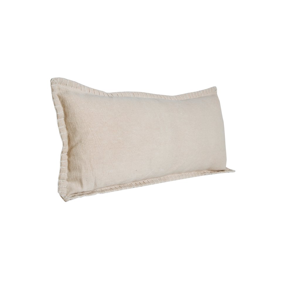 Embroidered Edge Bordered Solid Lumbar Throw Pillow. Picture 4