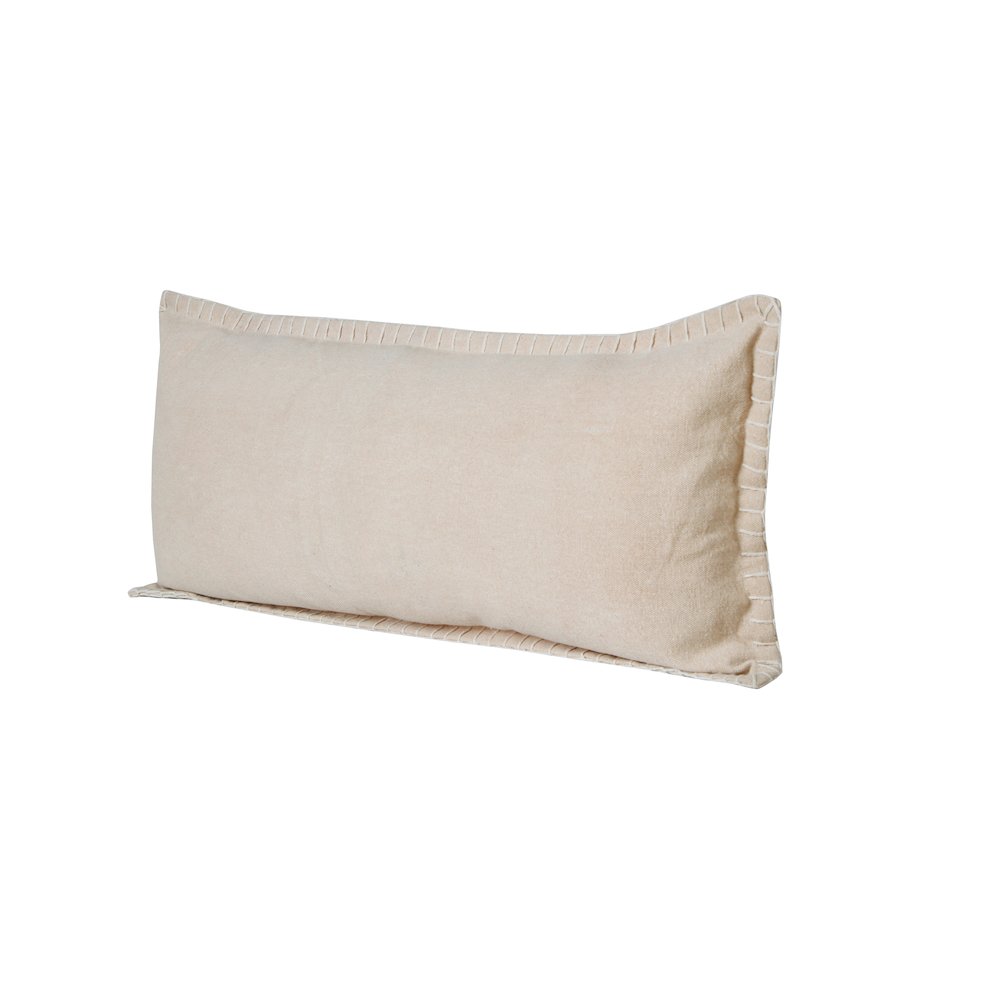 Embroidered Edge Bordered Solid Lumbar Throw Pillow. Picture 5