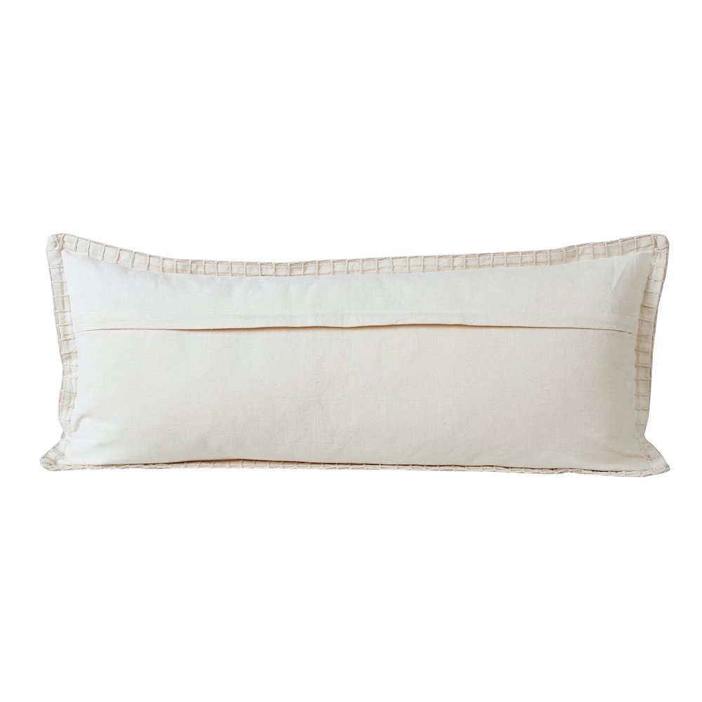 Embroidered Edge Bordered Solid Lumbar Throw Pillow. Picture 7