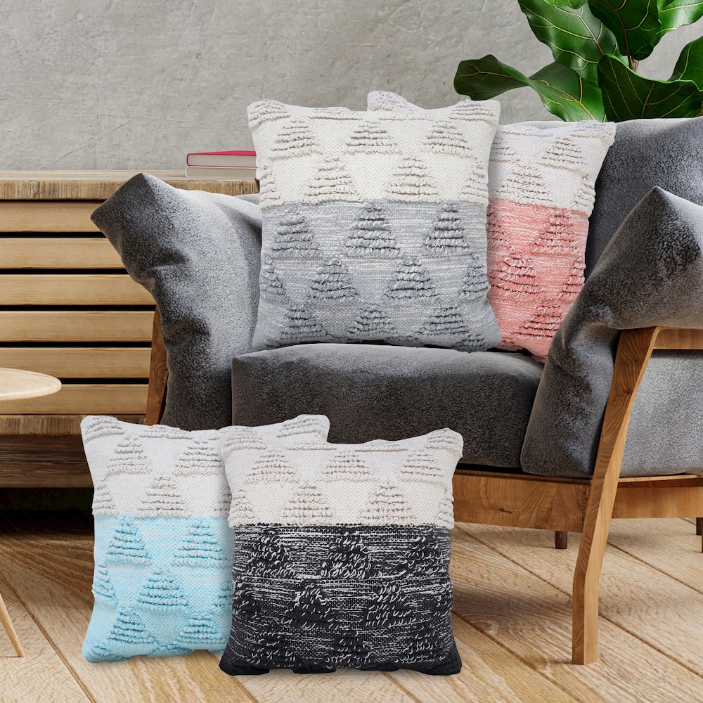 Contemporary Geometric Textured Triangle Throw Pillow. Picture 10