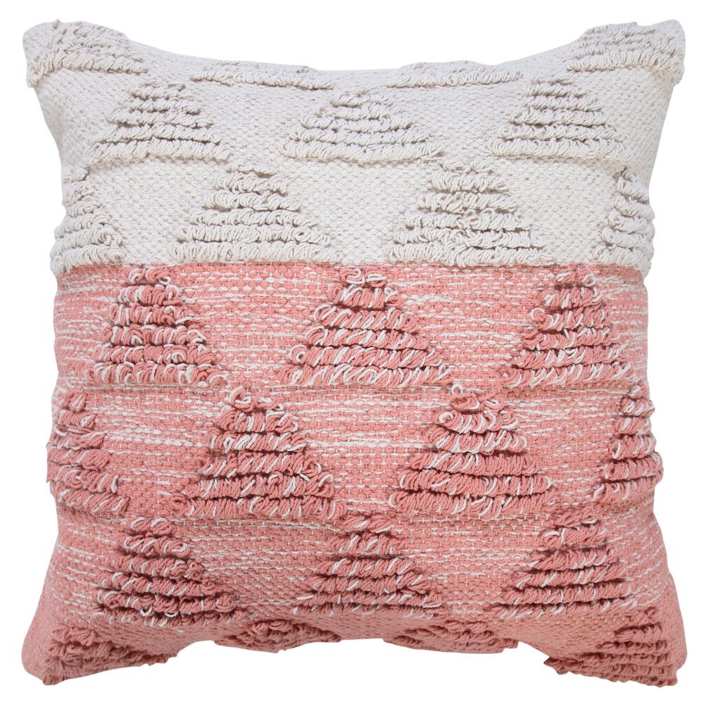 Luxe Cotton Poly Filled Pillow in Pink/White, 20" x 20". Picture 1