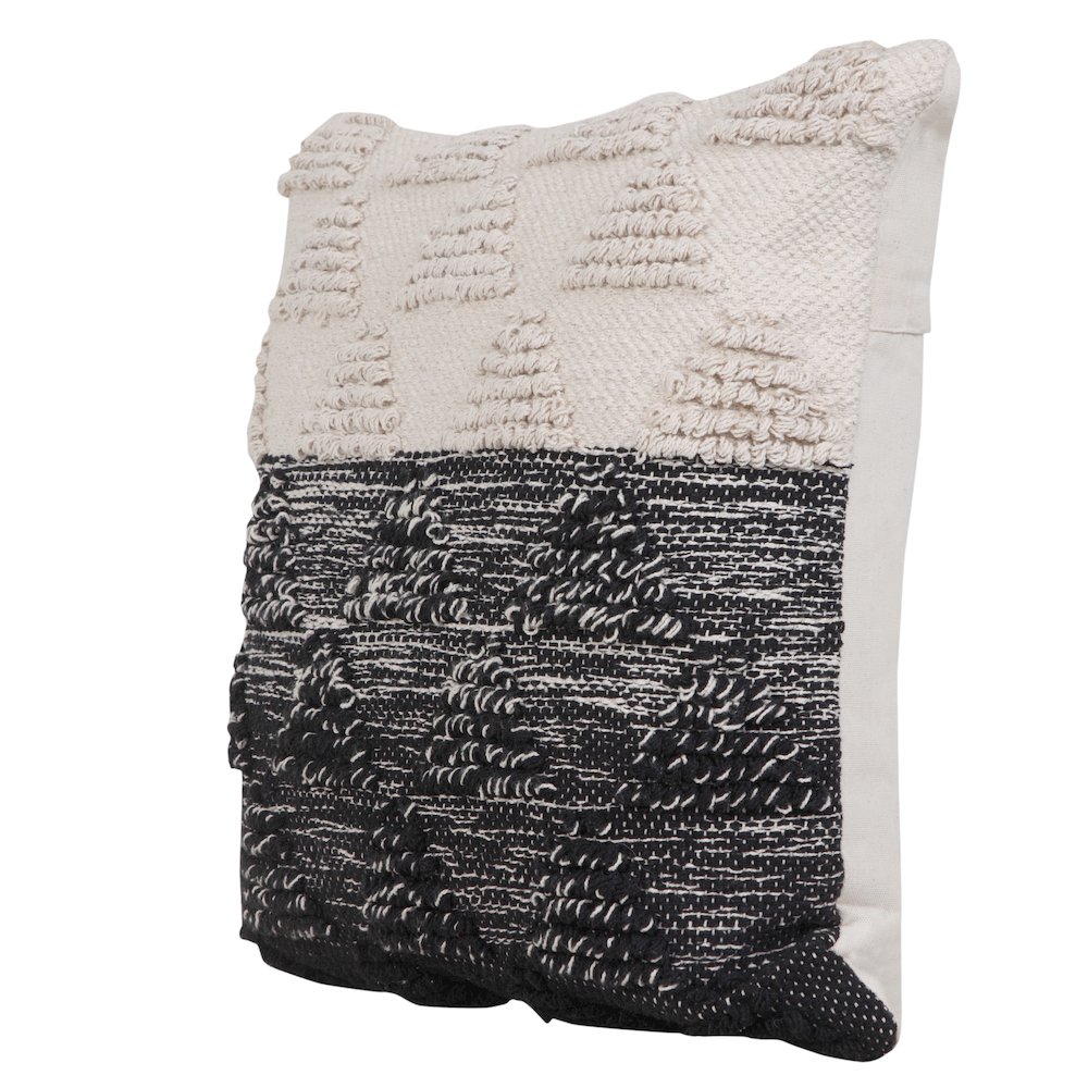 Luxe Cotton Poly Filled Pillow in Black/White, 20" x 20". Picture 5