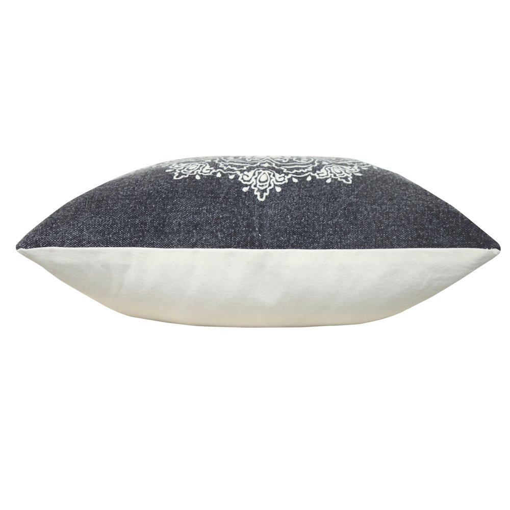 Mandala Cotton Poly Filled Pillow in Black/White, 20" x 20". Picture 6