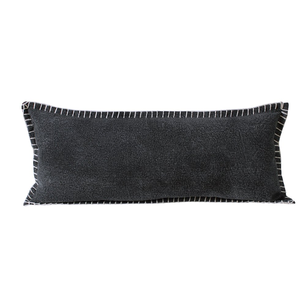 Vital Cotton Poly Filled Pillow in Black, 14" x 36". Picture 1