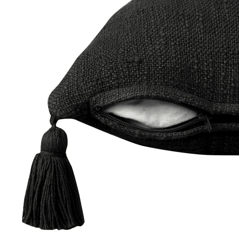 Insignia Cotton Poly Filled Pillow in Black, 14" x 36". Picture 3