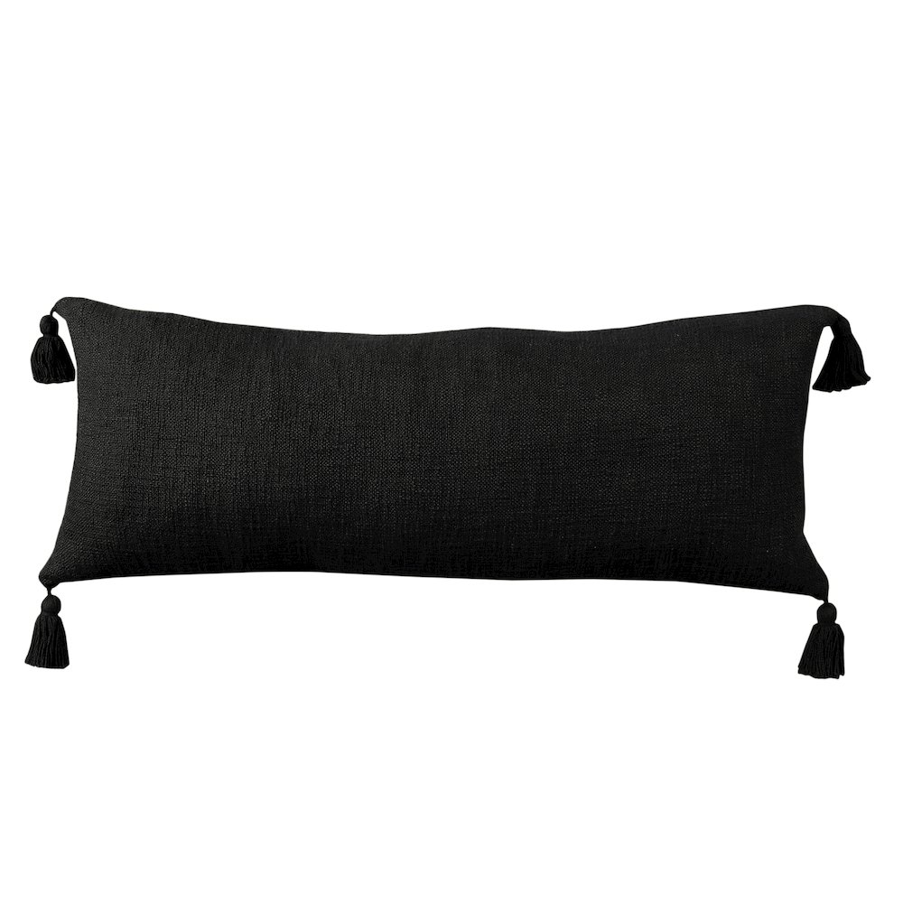 Insignia Cotton Poly Filled Pillow in Black, 14" x 36". Picture 8