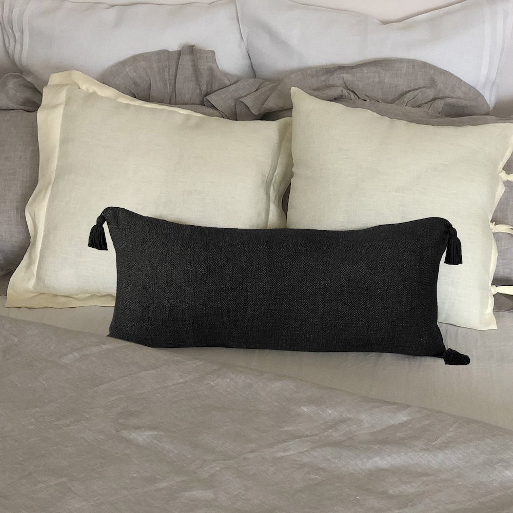 Insignia Cotton Poly Filled Pillow in Black, 14" x 36". Picture 9