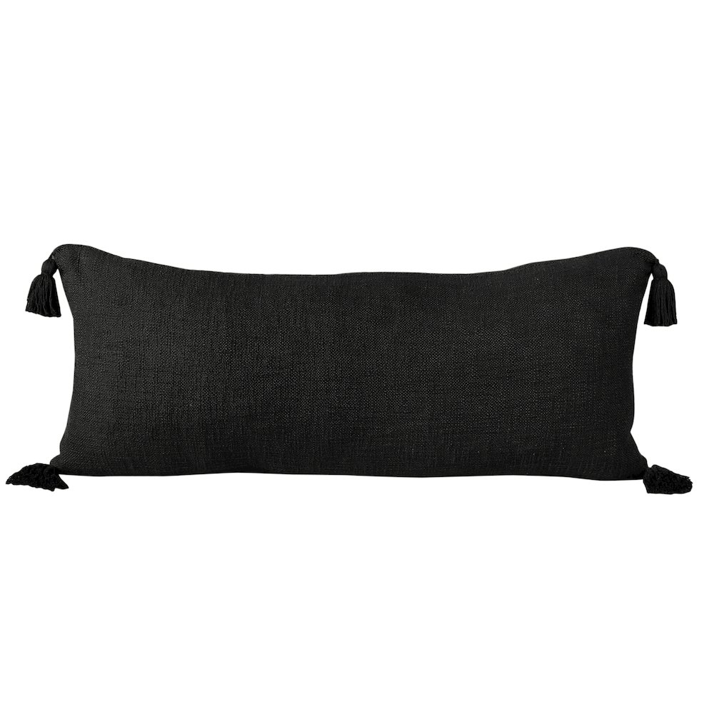 Insignia Cotton Poly Filled Pillow in Black, 14" x 36". Picture 1