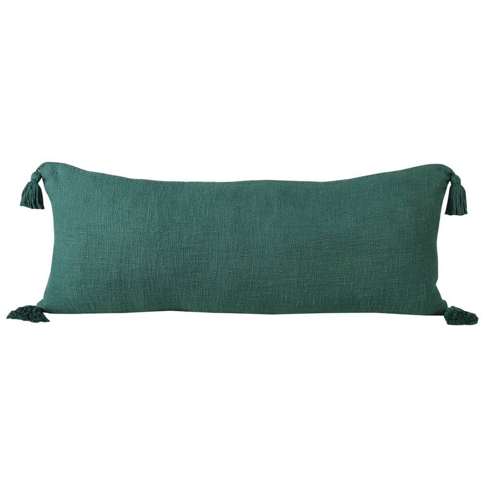 Insignia Cotton Poly Filled Pillow in Green, 14" x 36". Picture 1