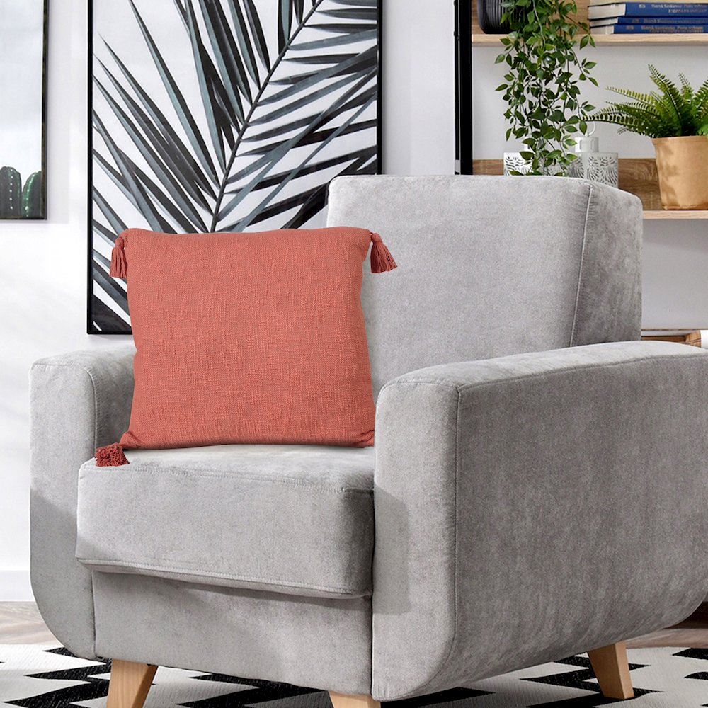 Insignia Cotton Poly Filled Pillow in Red/Orange, 20" x 20". Picture 10