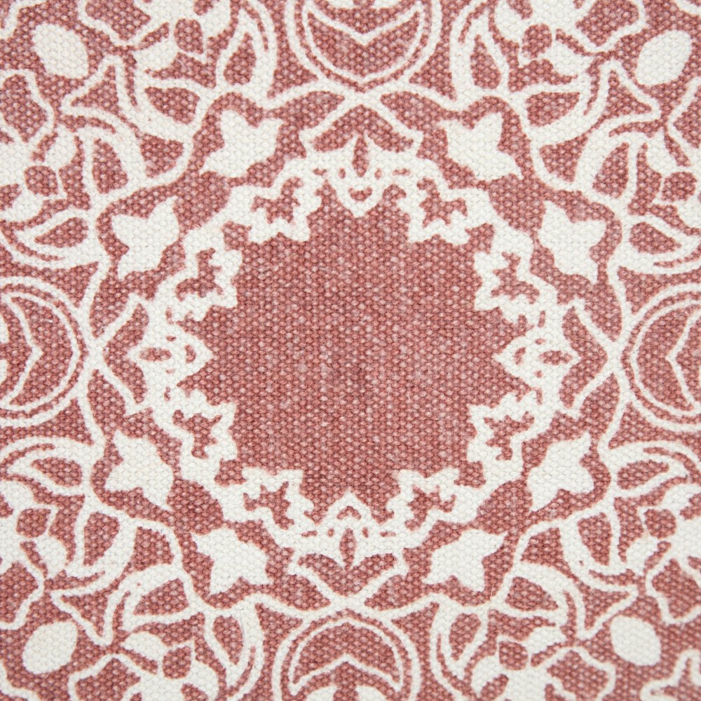 Mandala Cotton Poly Filled Pillow in Red/White, 20" x 20". Picture 2