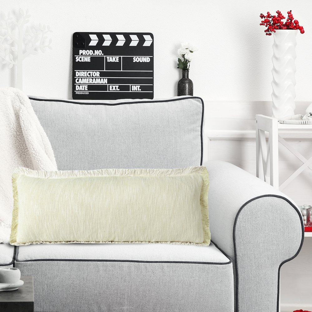 Aspen Cotton Poly Filled Pillow in Yellow/White, 14" x 36". Picture 9