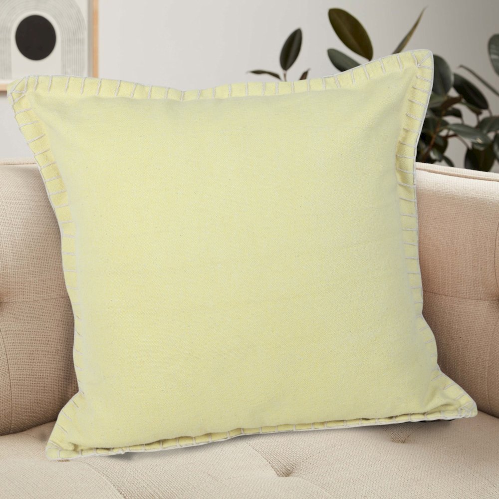 Vital Cotton Pillow Set of 2 in Yellow, 20" x 20". Picture 8