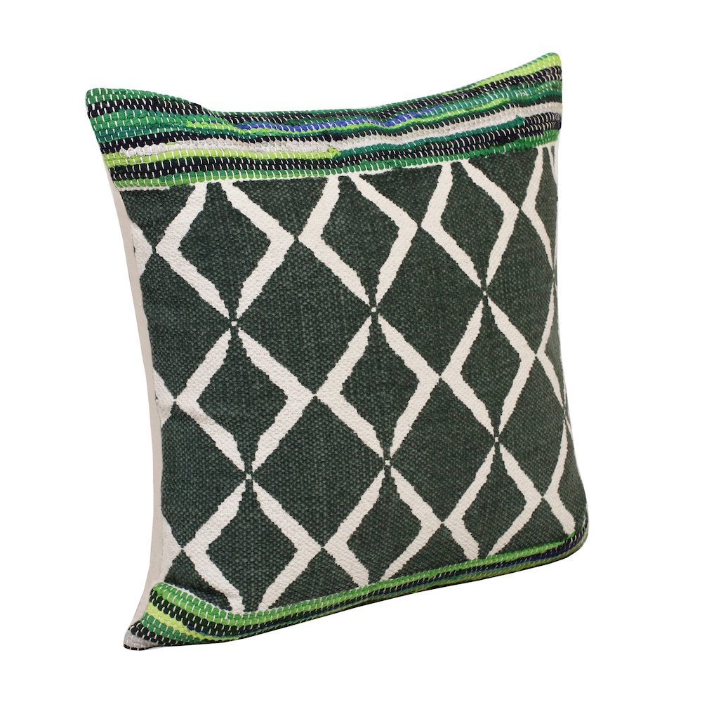 Mindy Cotton Blend Poly Filled Pillow in Green, 20" x 20". Picture 4