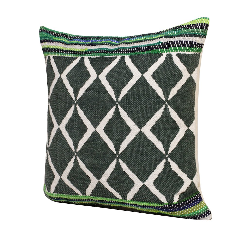 Mindy Cotton Blend Poly Filled Pillow in Green, 20" x 20". Picture 5
