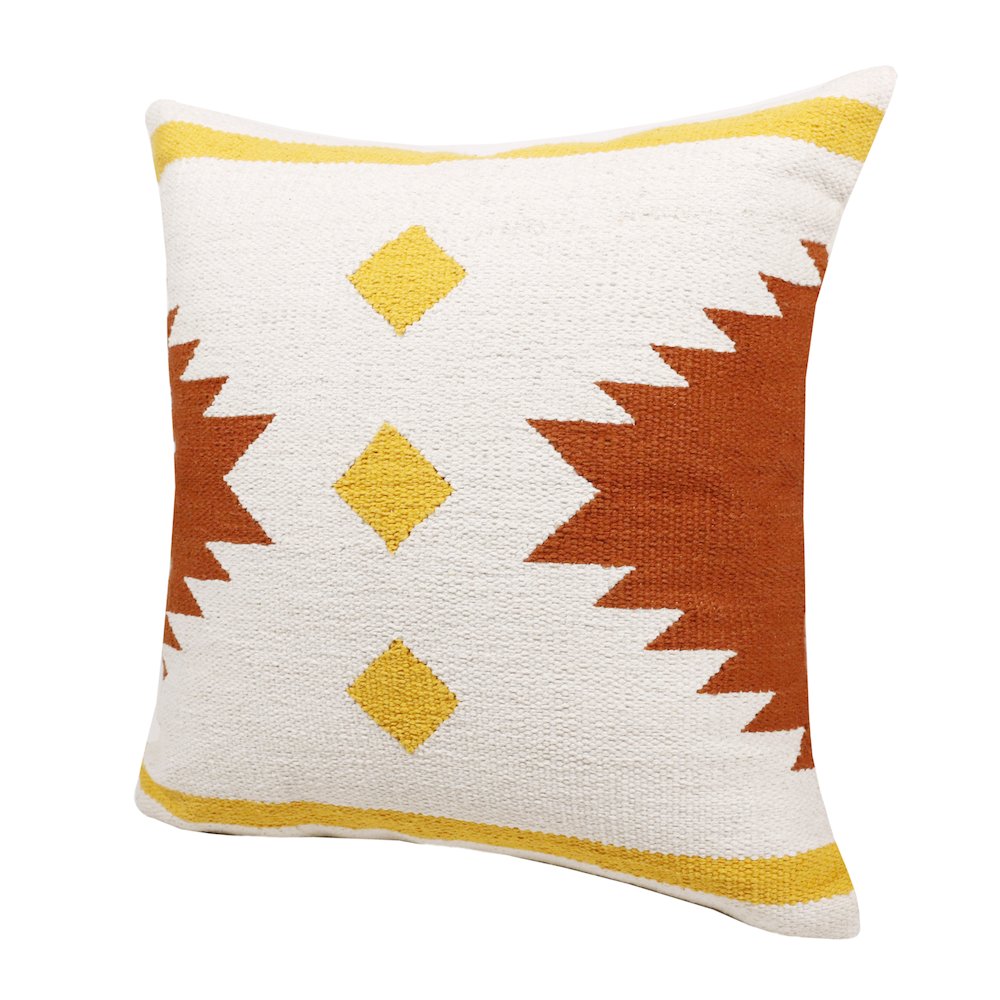 Apollo Cotton Poly Filled Pillow in White/Yellow, 20" x 20". Picture 5