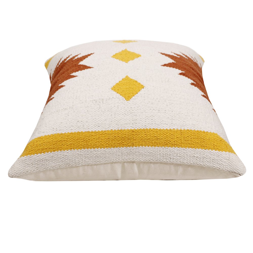Apollo Cotton Poly Filled Pillow in White/Yellow, 20" x 20". Picture 6