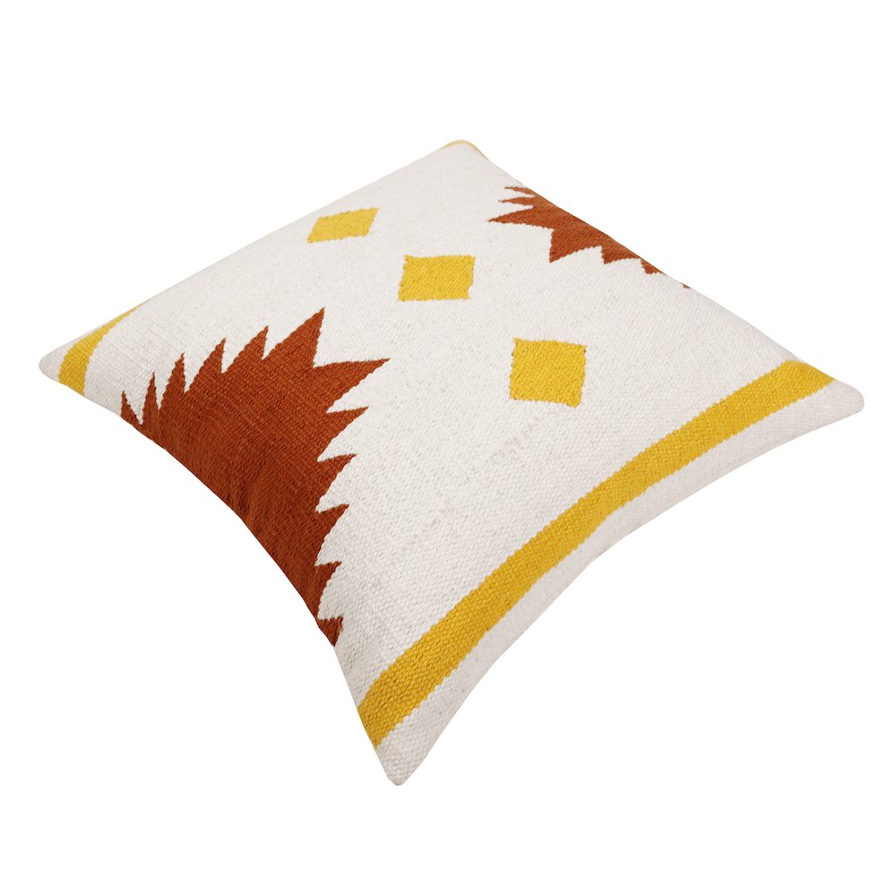 Apollo Cotton Poly Filled Pillow in White/Yellow, 20" x 20". Picture 7