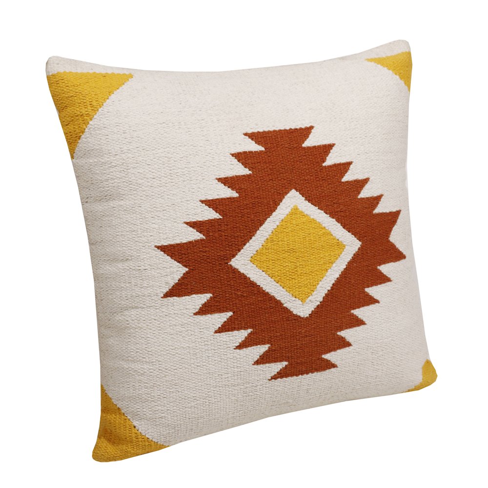 Apollo Cotton Poly Filled Pillow in White/Yellow, 20" x 20". Picture 4
