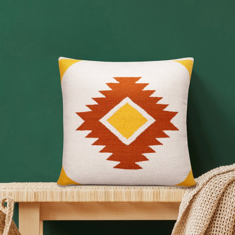 Apollo Cotton Poly Filled Pillow in White/Yellow, 20" x 20". Picture 9