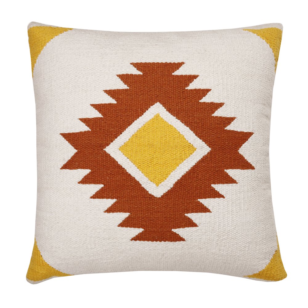 Apollo Cotton Poly Filled Pillow in White/Yellow, 20" x 20". Picture 1
