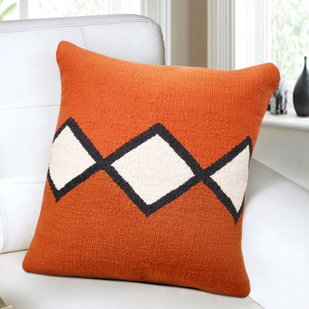 Apollo Cotton Poly Filled Pillow in Orange/White, 20" x 20". Picture 10