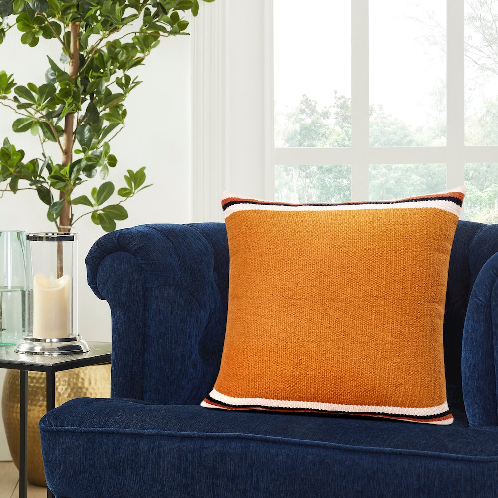 Apollo Cotton Poly Filled Pillow in Orange/White, 20" x 20". Picture 9