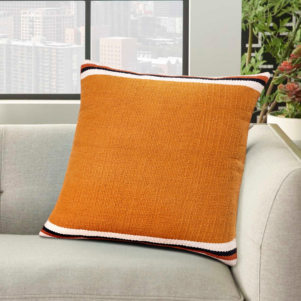 Apollo Cotton Poly Filled Pillow in Orange/White, 20" x 20". Picture 10