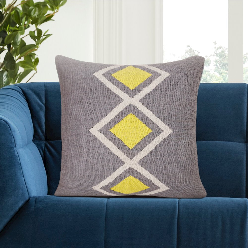 Apollo Cotton Poly Filled Pillow in Gray/White, 20" x 20". Picture 9