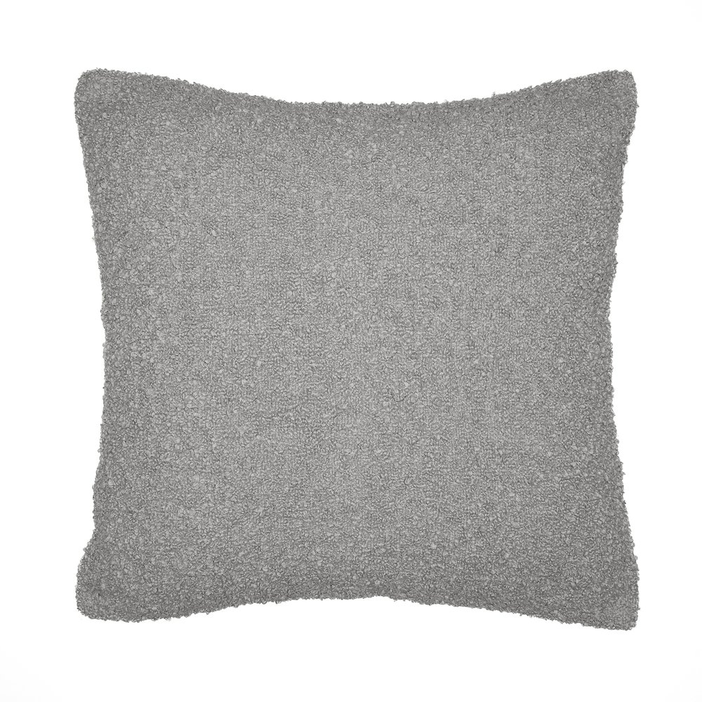 Boucle Performance Poly Filled Pillow in Gray, 24" x 24". Picture 1