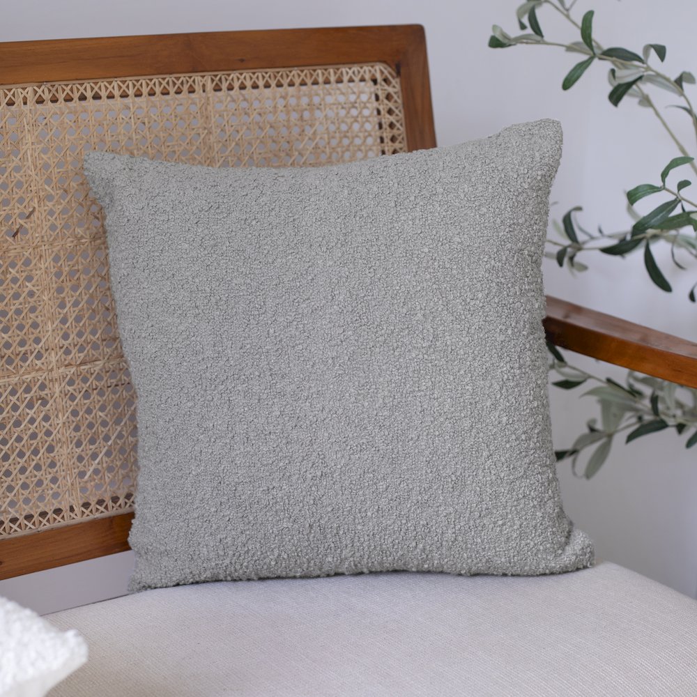 Boucle Performance Poly Filled Pillow in Gray, 24" x 24". Picture 2