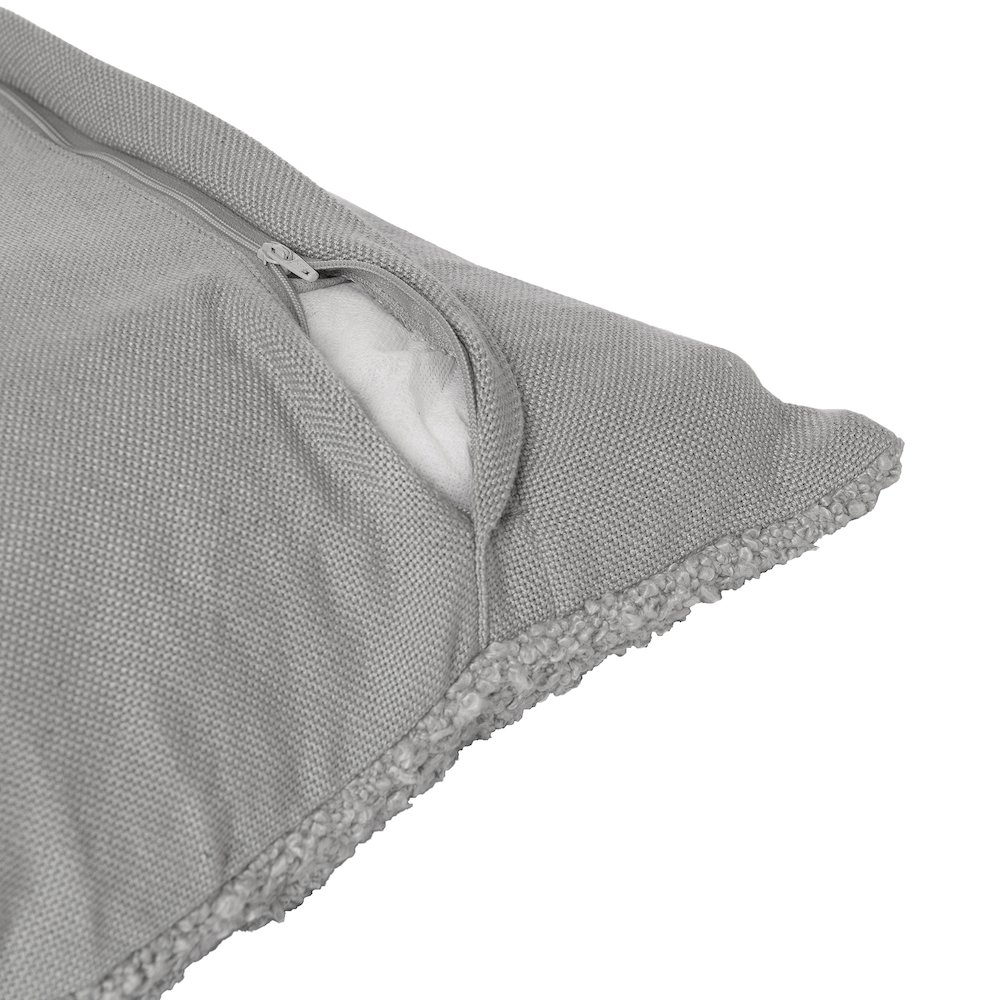 Boucle Performance Poly Filled Pillow in Gray, 24" x 24". Picture 3