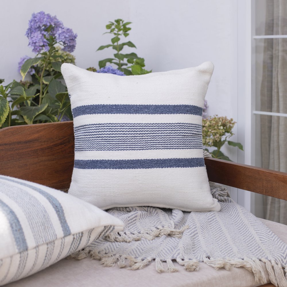 Opee Recycled PET Poly Filled Pillow in Blue/White, 20" x 20". Picture 2