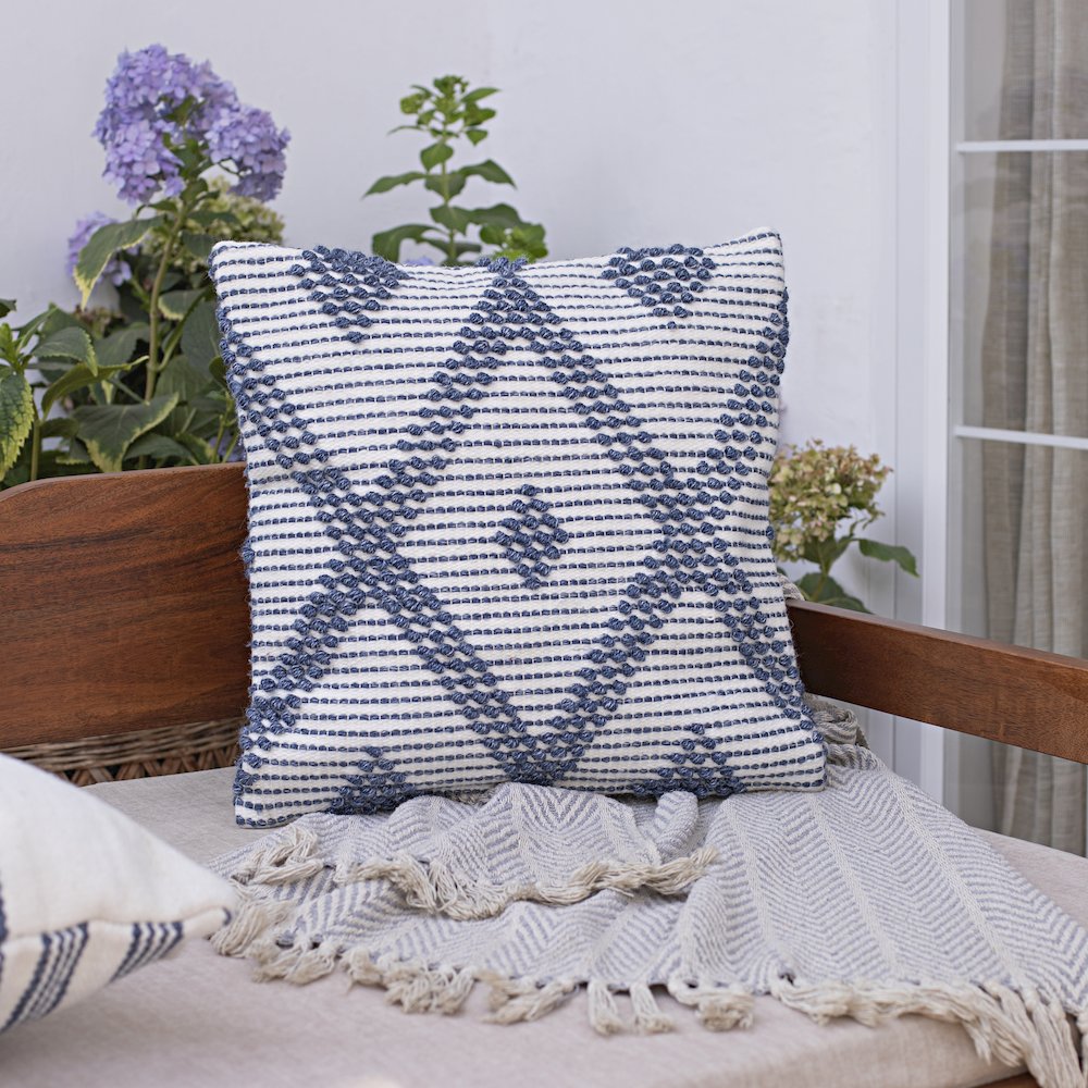 Opee Recycled PET Poly Filled Pillow in Blue/White, 20" x 20". Picture 2