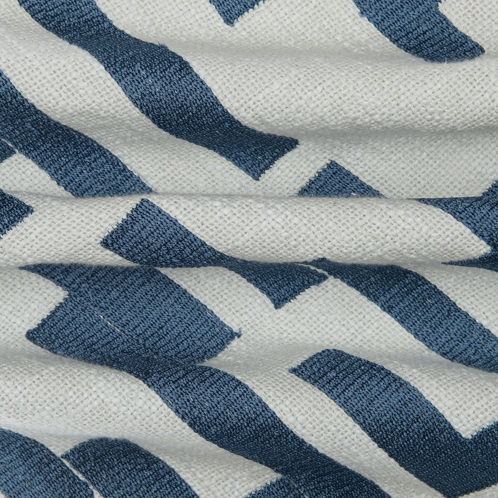 Blue/Ivory Contemporary Geometric Hand-Woven Throw Pillow Cover. Picture 4