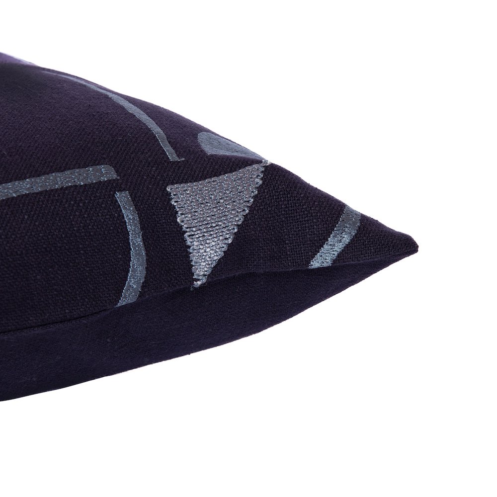Denim Blue Contemporary Geometric Hand-Woven Throw Pillow Cover. Picture 5