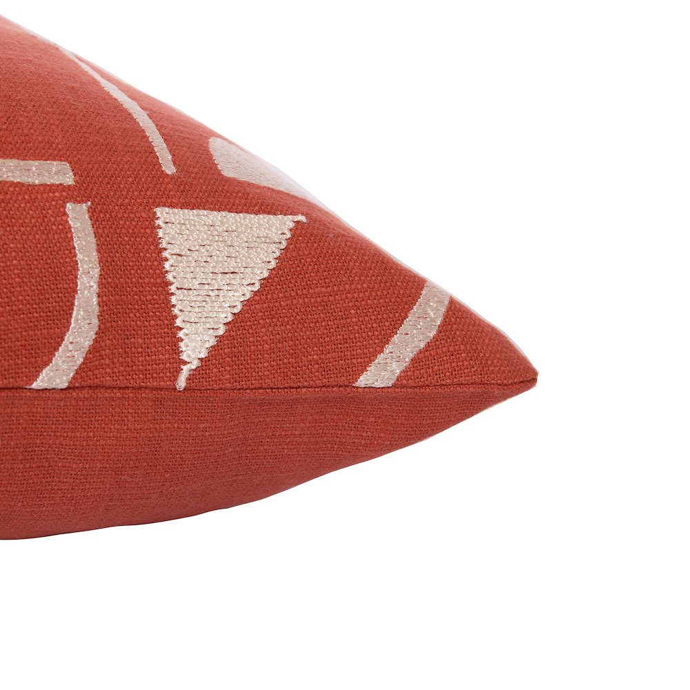 Orange/Ivory Contemporary Geometric Hand-Woven Throw Pillow Cover. Picture 5
