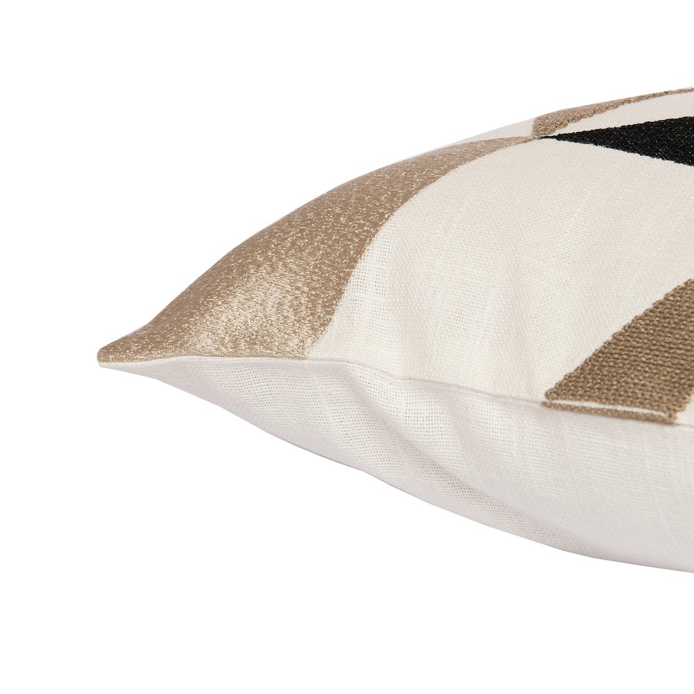 Ivory/Taupe Contemporary Geometric Hand-Woven Throw Pillow Cover. Picture 5
