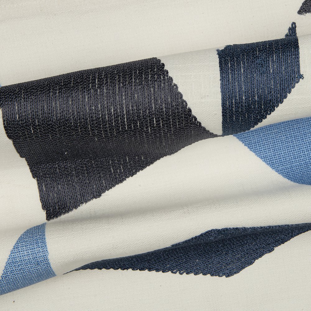 Ivory/Blue Contemporary Geometric Hand-Woven Throw Pillow Cover. Picture 4