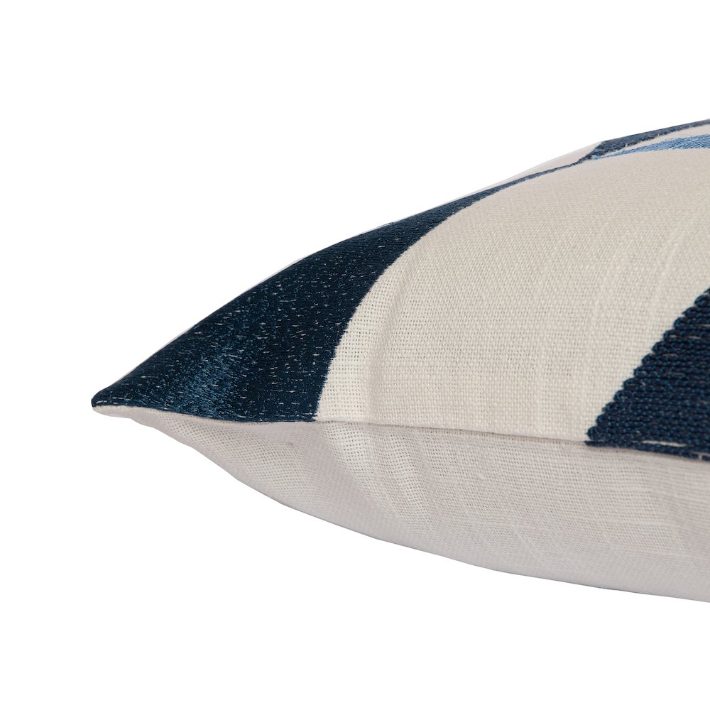 Ivory/Blue Contemporary Geometric Hand-Woven Throw Pillow Cover. Picture 5
