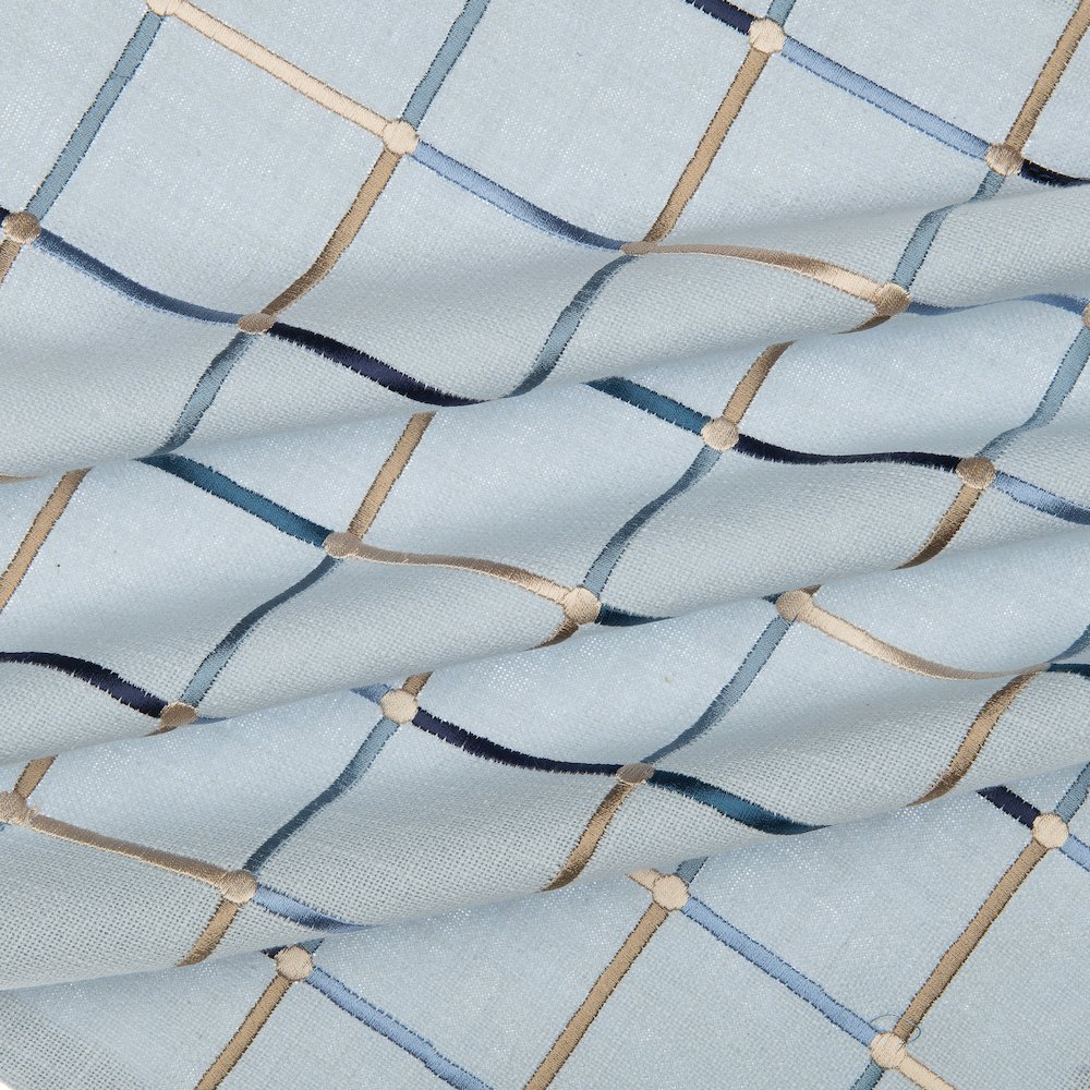 Light Blue/Multi Contemporary Checkered Hand-Woven Throw Pillow Cover. Picture 4