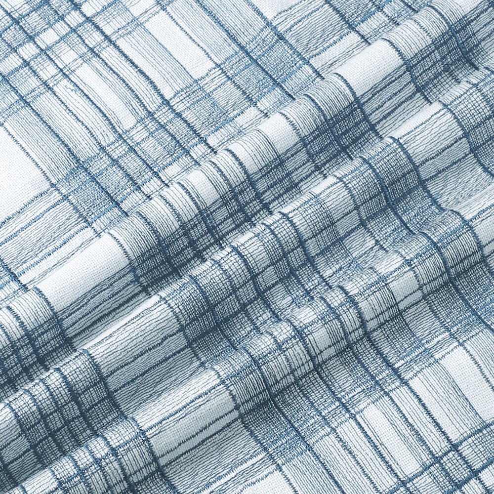 Blue Contemporary Checkered Hand-Woven Throw Pillow Cover. Picture 4