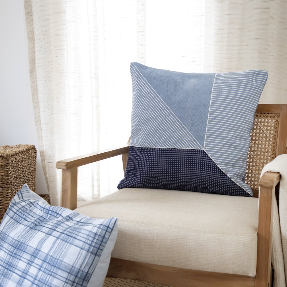 Stacy Garcia  Cotton Blend Poly Filled Pillow in Blue, 24" x 24". Picture 8