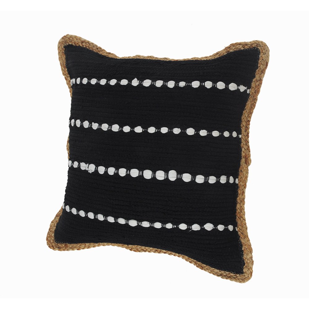 Riley Cotton and Jute Poly Filled Pillow in Black/White, 18" x 18". Picture 5